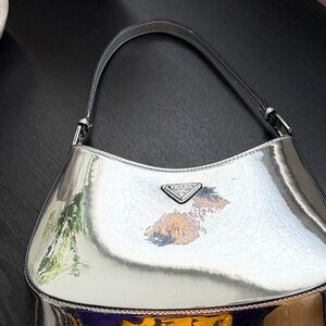 “Prada” Inspired Metallic Silver Shoulder Bag